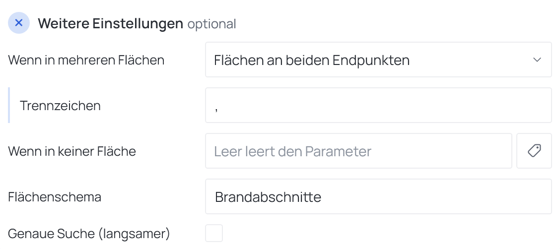 Weitere Einstellungen eines Vorgangs „Flächendaten“, Flächenschema ausgefüllt