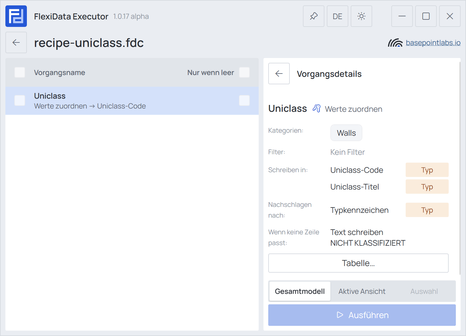 Vorgangsdetails eines Vorgangs „Werte zuordnen“: Kategorien, Filter, Schreiben in mit zwei Parametern, Nachschlagen nach und Wenn keine Zeile passt