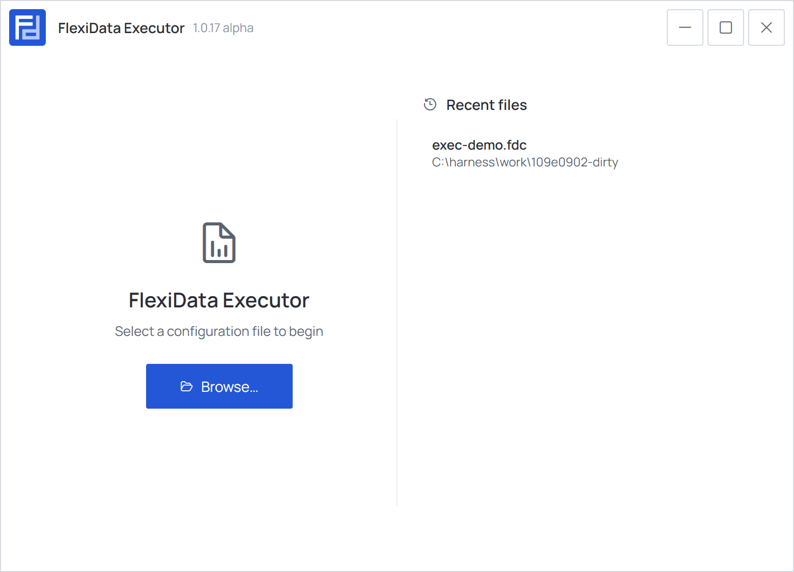 The Executor's start screen with Browse… and Recent files