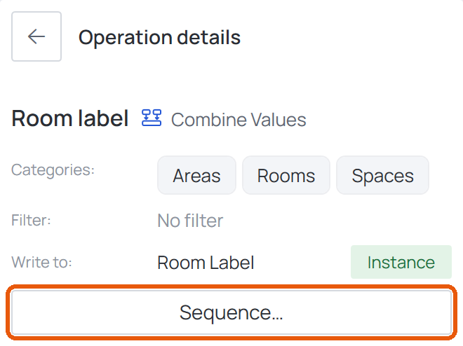 Where to click: Sequence… in the operation details of a Combine Values operation